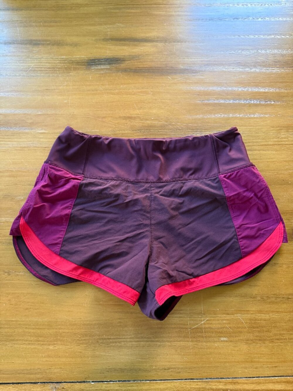 Athleta Red Purple Colorblock Running Shorts Size S